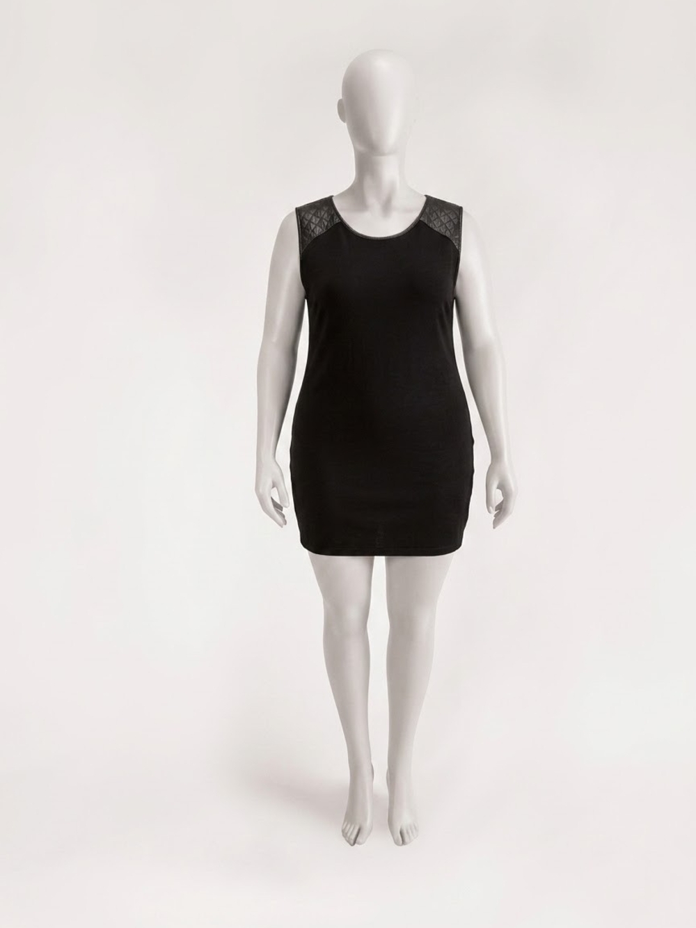 George Sleeveless Shift Dress with Quilted Faux Leather Shoulders - Size XL